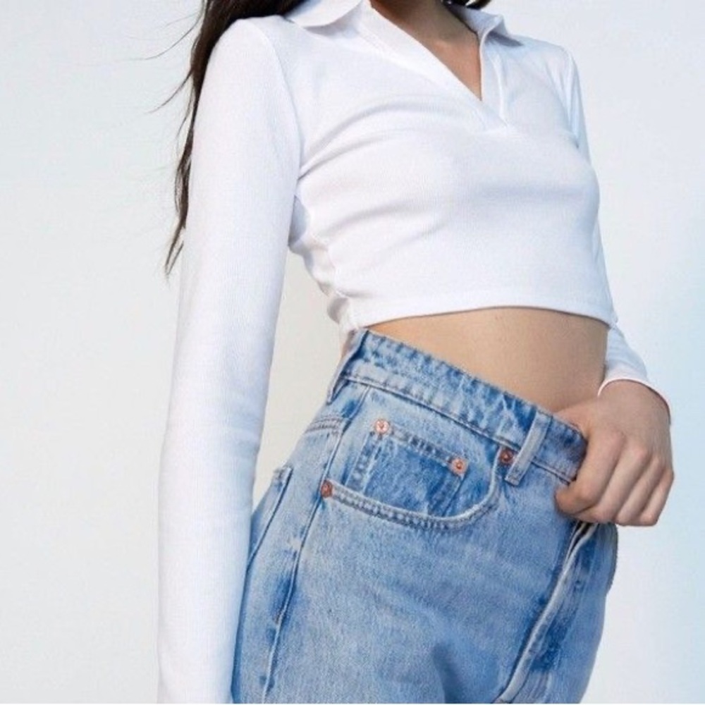 Zara cropped collared long sleeve shirt NEW WITHOUT TAGS